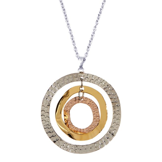 Chloe Collection by Liv Oliver Gold Plated/Silver Plated Hammered Disc Necklace