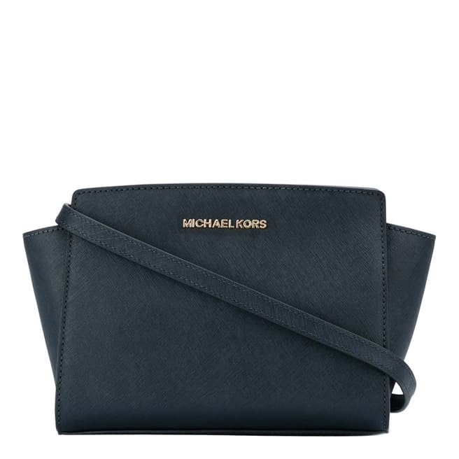 Michael Kors Navy Selma Medium Leather Crossbody Bag