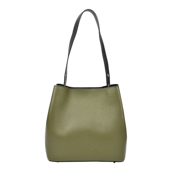 Carla Ferreri Olive Green Leather Shoulder Bag