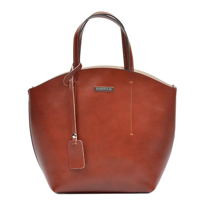 Roberta M Maroon Leather Tote Bag