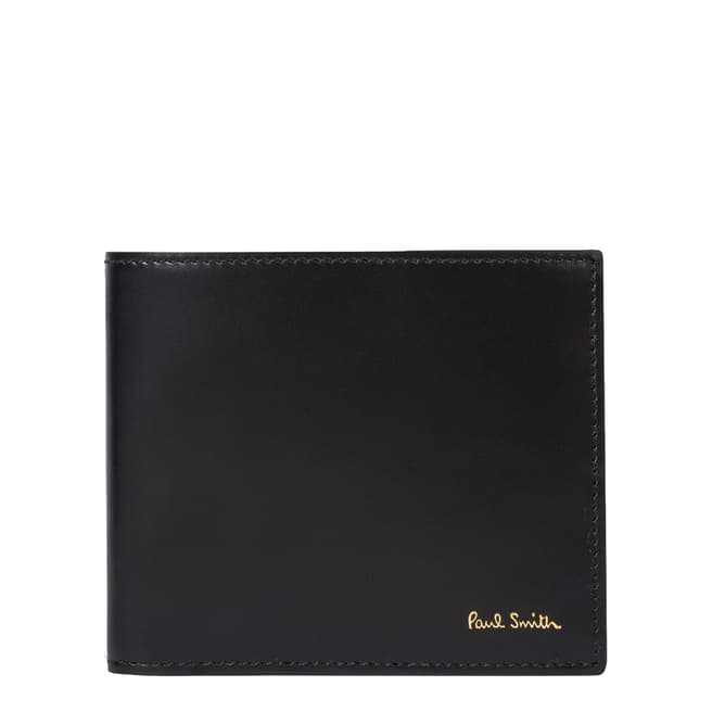 PAUL SMITH Mens Black Leather Signature Stripe Interior Compact Billfold Wallet
