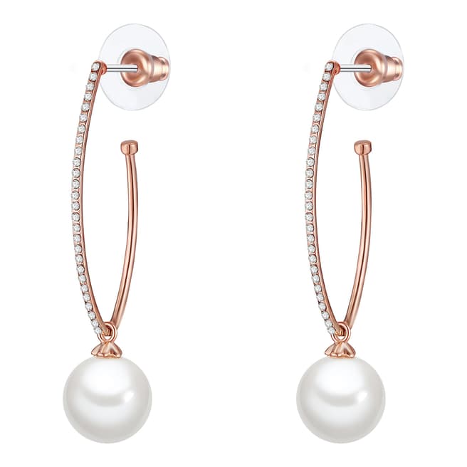 Pearls of London White/Rose Gold Pearl Hoop Earrings