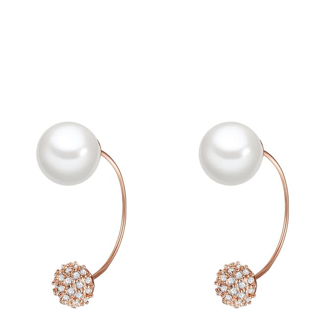 Pearls of London White/Rose Gold Pearl Drop Earrings