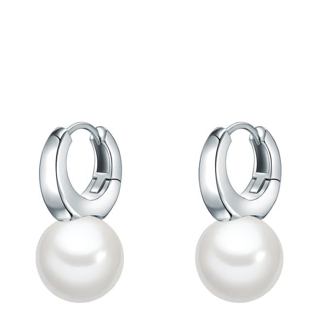 Pearls of London White Organic Pearl Hoop Earrings