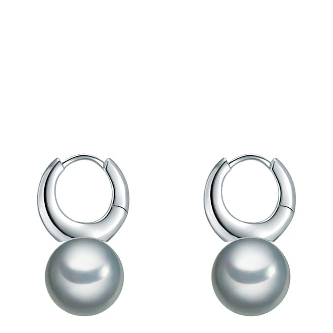 Pearls of London Grey/Silver Pearl Hoop Earrings