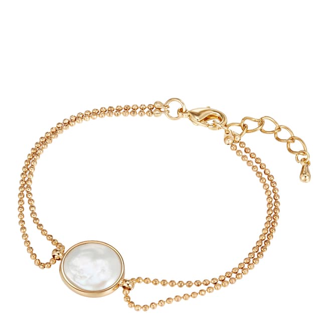 Pearls of London White/Gold Pearl Bracelet