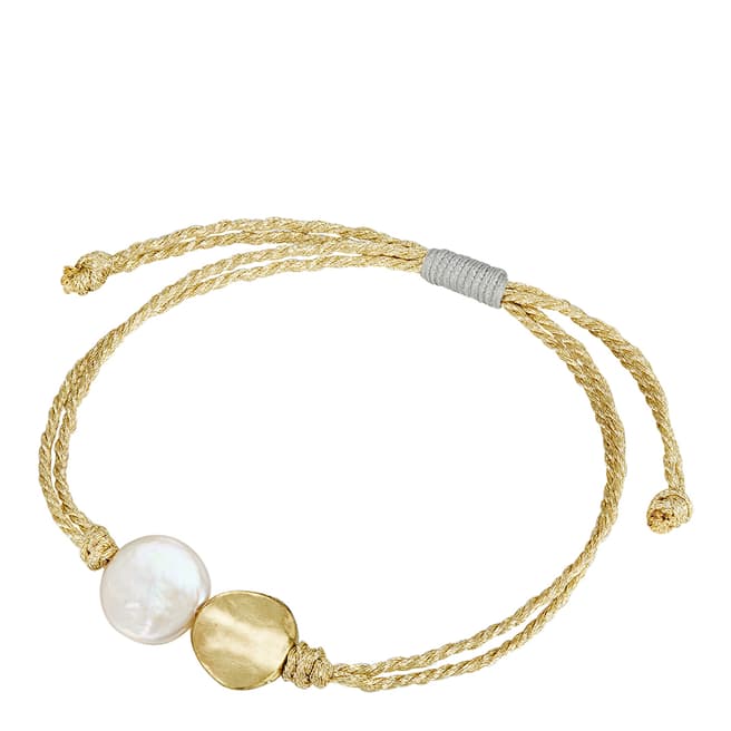 Pearls of London White/Gold Pearl Bracelet