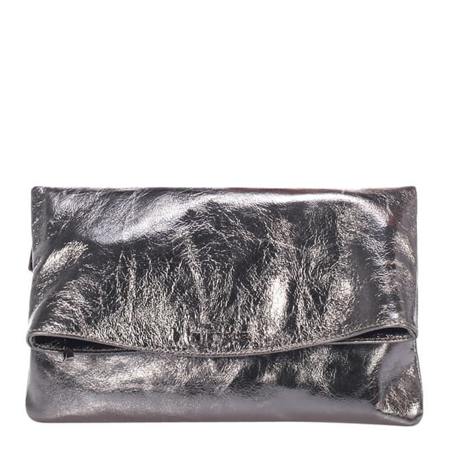 Krole Dark Silver Leather Clutch Bag