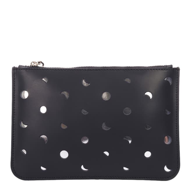 Mademoiselle Odette Black Leather Spotted Clutch Bag