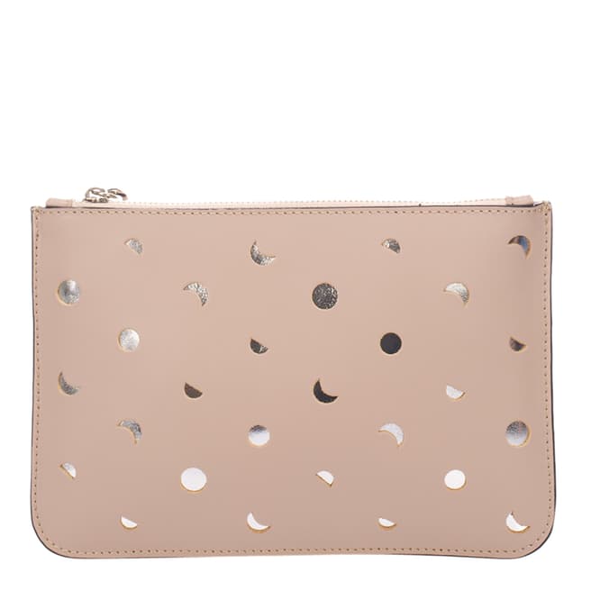 Mademoiselle Odette Dusty Pink Leather Spotted Clutch Bag