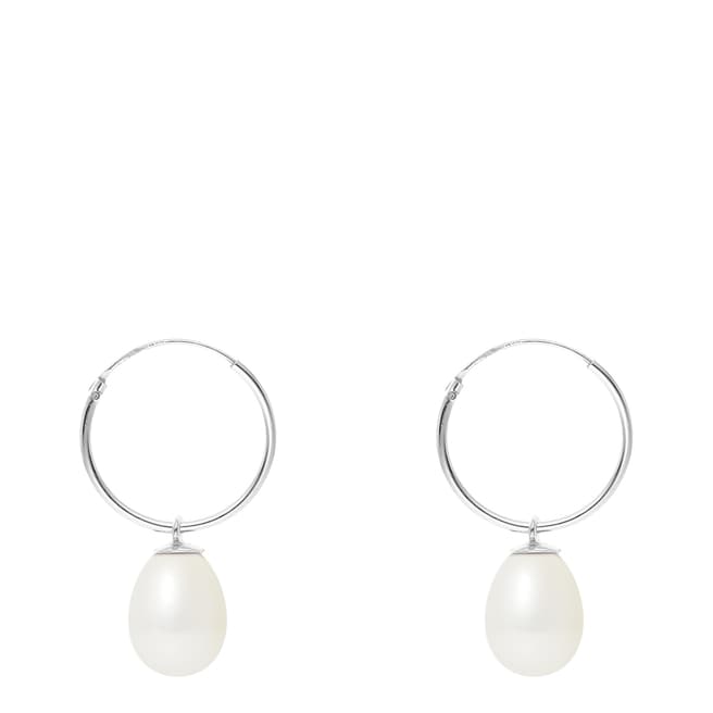 Mitzuko White Pearl Hoop Earrings