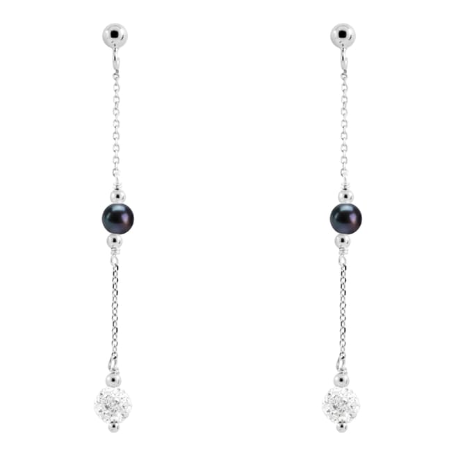 Mitzuko White Pearls Crystal Pendant Earrings