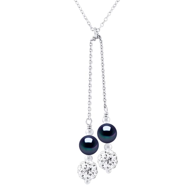 Mitzuko Duo White Pearl Crystal Drop Necklace
