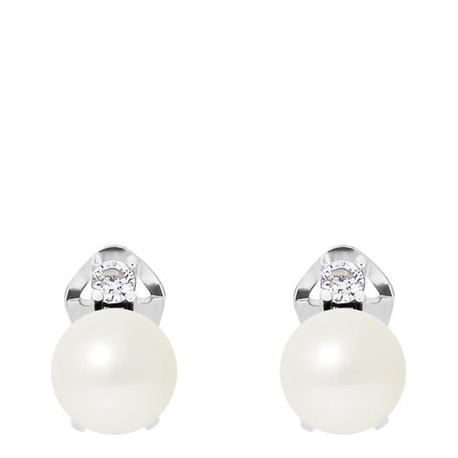 Mitzuko White Pearl Clip Earrings