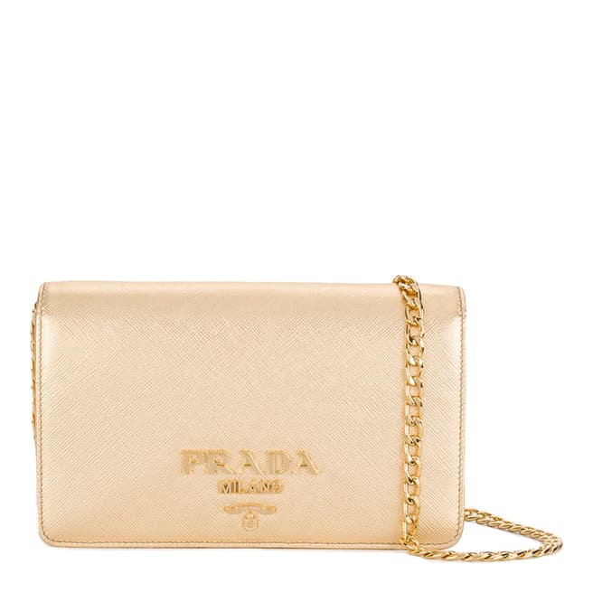 Prada Gold Leather Shoulder Bag