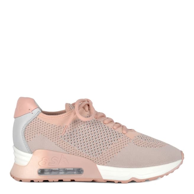 ASH Nude Pink And Pearl Grey Knit Lucky Sneakers