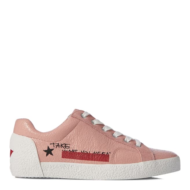 ASH Blush Pink Cracked Leather Neck Sneakers