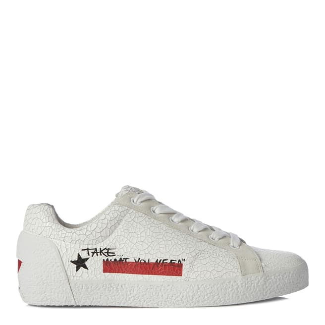 ASH White Cracked Leather Neck Sneakers
