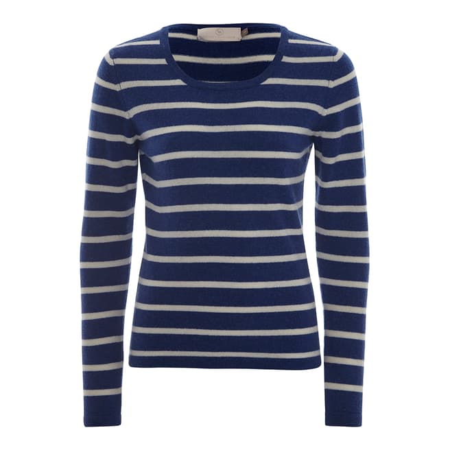 Country Cashmere By Scott and Scott Denim Blue/White Kate Cashmere Jumper