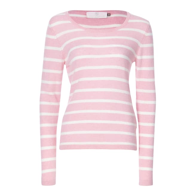 Country Cashmere By Scott and Scott Baby Pink/White Kate Cashmere Jumper