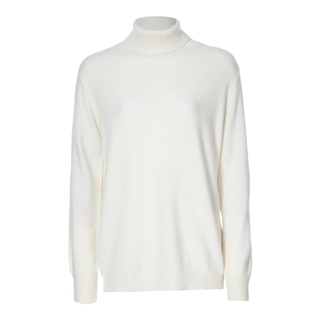 Country Cashmere By Scott and Scott White Sophie Roll Neck Cashmere Jumper