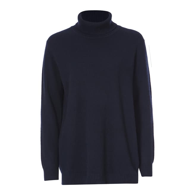 Country Cashmere By Scott and Scott Navy Blue Sophie Roll Neck Cashmere Jumper