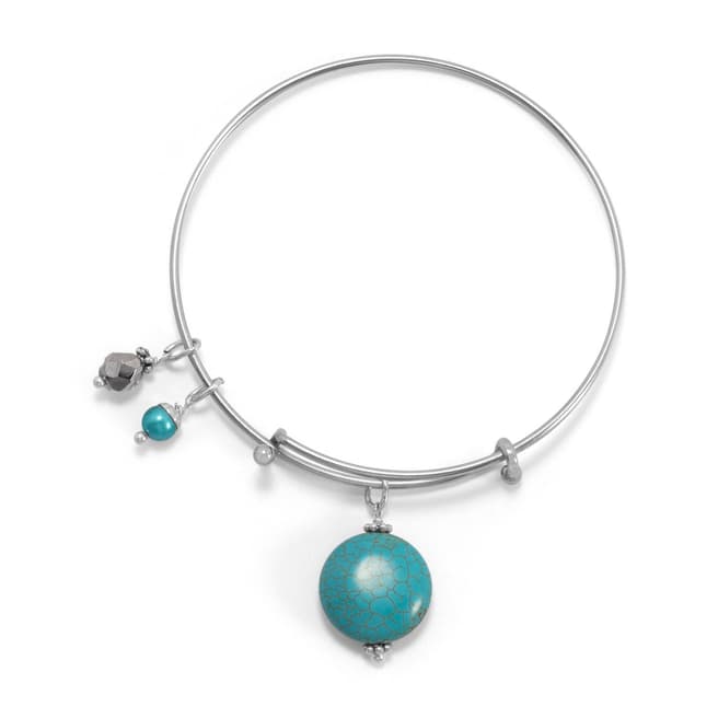 Alexa by Liv Oliver Silver/Turquoise Charm Bangle
