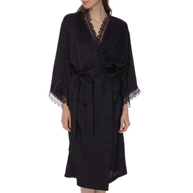  Black Silk Kimono Dressing Gown