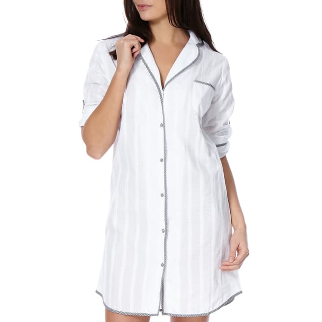 Cottonreal White/Black Gingham Deluxe Shadow Stripe Revere Long Sleeve Shirt