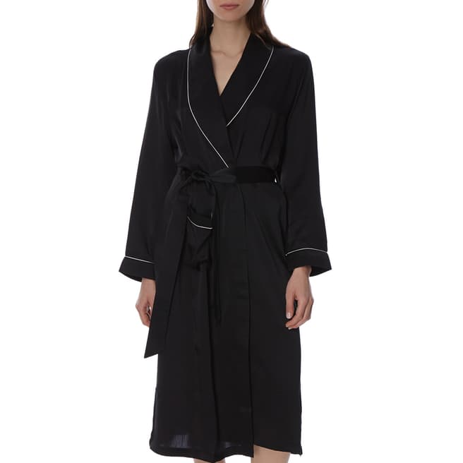  Black/Ivory Silk Dressing Gown