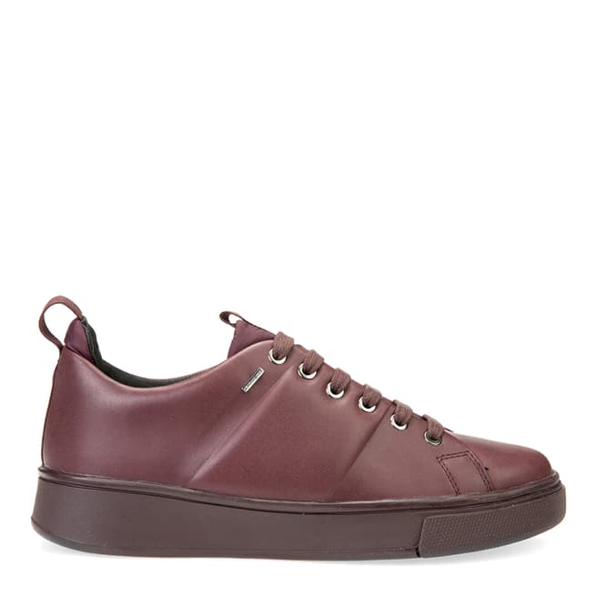 Geox Women's Burgundy Leather Lace Up Sneakers
