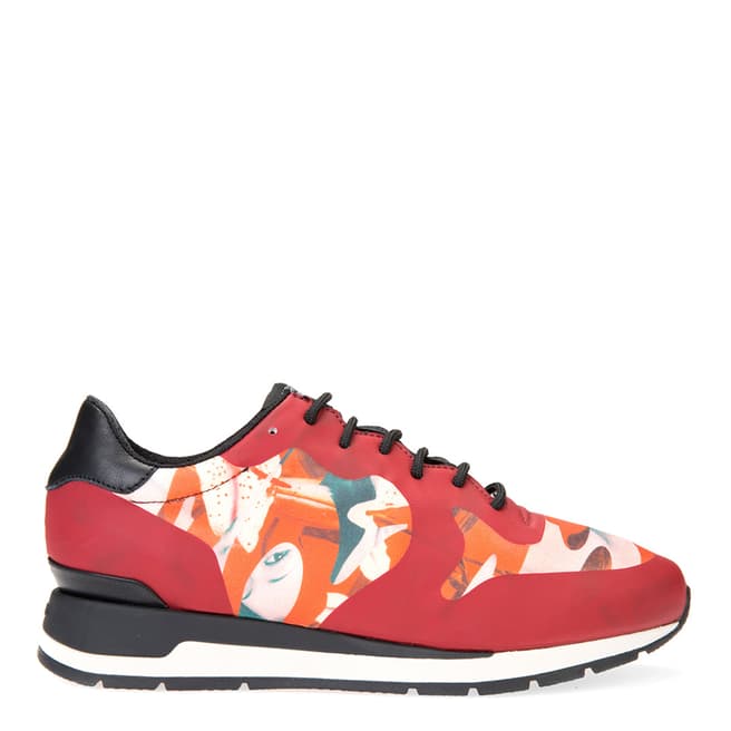 Geox Women's Red Patterned Shahira Trainers