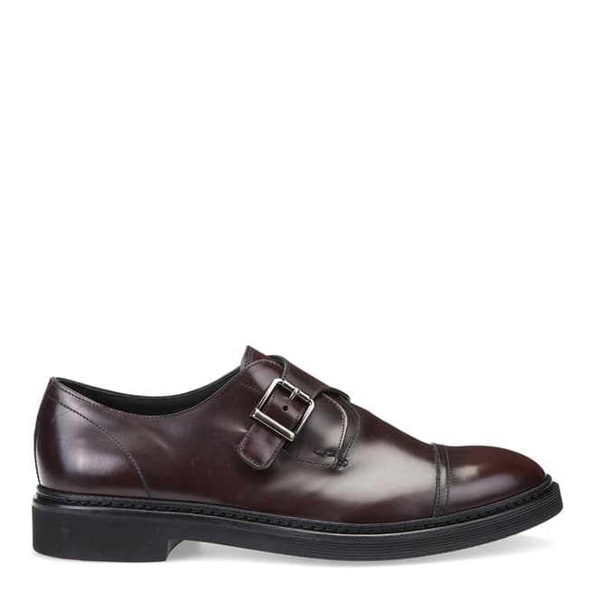 Geox Men's Burgundy Leather Monk Strap Shoes
