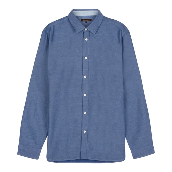 Jaeger Denim Blue Mouline Casual Cotton Shirt