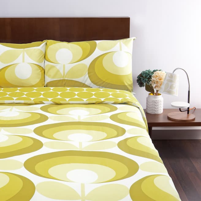 Orla Kiely Pair of Yellow 70s Oval Flower Pillowcases
