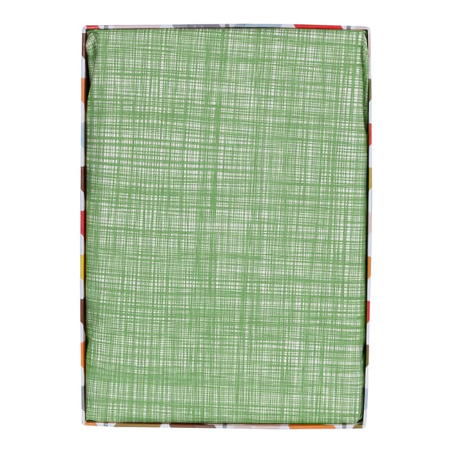 Orla Kiely Grass Green Double Fitted Sheet Scribble Stem Design