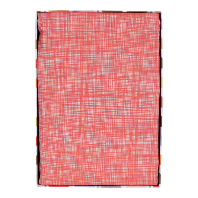 Orla Kiely Persimmon Red Double Fitted Sheet Scribble Stem Design