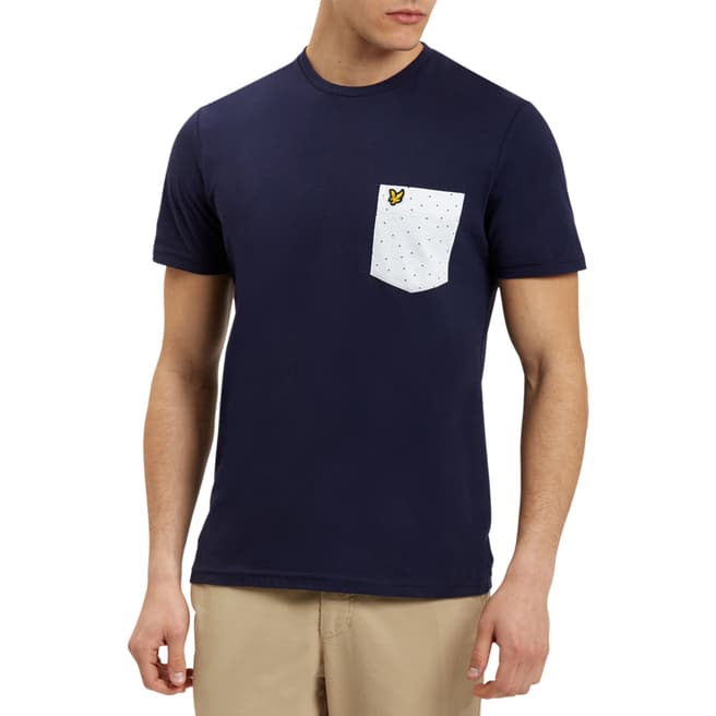 Lyle & Scott Navy Mini Square Dot Pocket Cotton T-Shirt