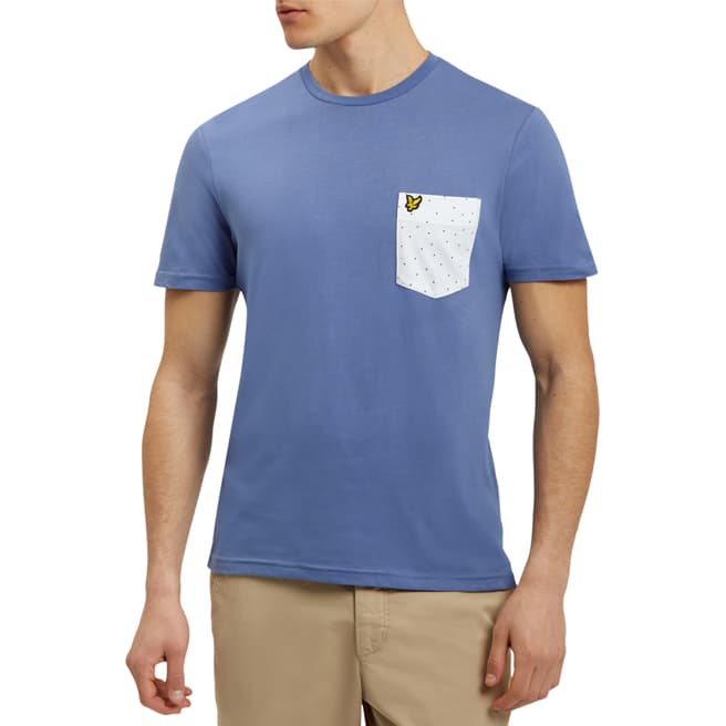 Lyle & Scott Storm Blue Mini Square Dot Pocket Cotton T-Shirt
