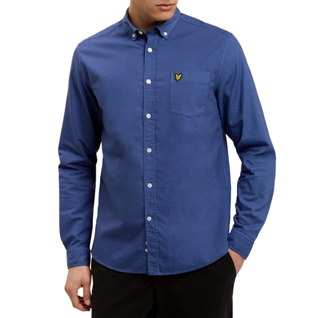 Lyle & Scott Storm Blue Garment Dye Cotton Oxford Shirt