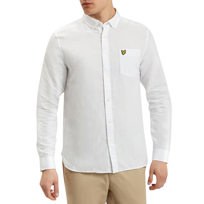 Lyle & Scott Off White Cotton and Linen Blend Shirt