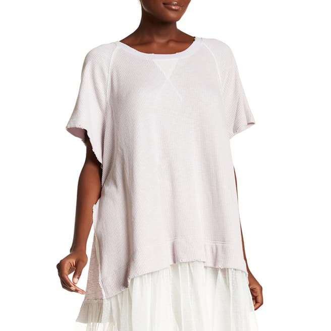 Free People White Dance With Me Cotton Blend T-Shirt