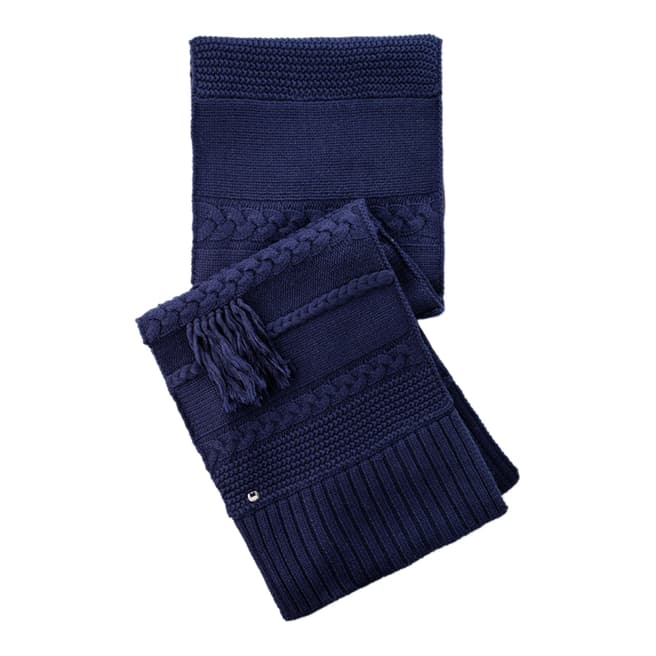 UGG Women's Navy Cable Knit Fringed Scarf