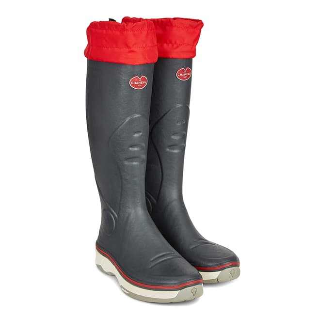 Le Chameau Men's Dark Grey & Red Alize Boots