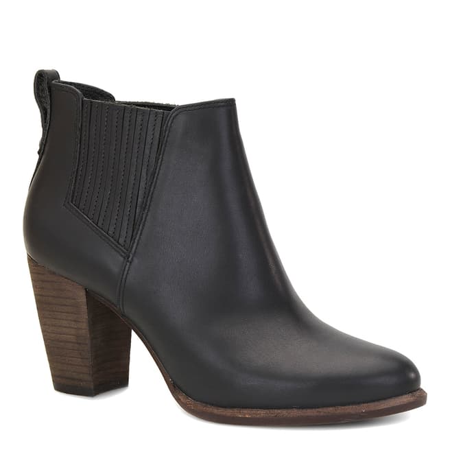 UGG Black Leather Poppy Ankle Boot