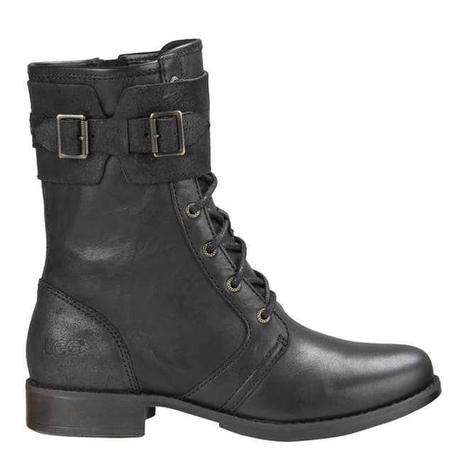 UGG Black Leather Maaverik Lace Up Boot