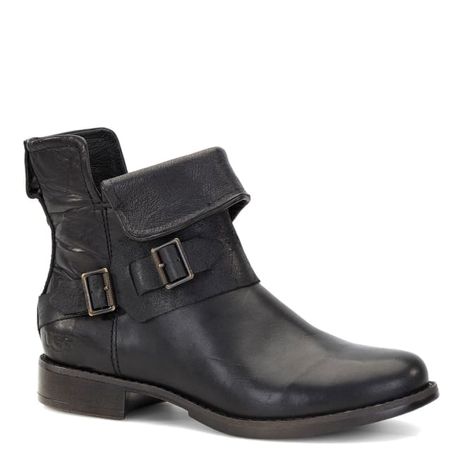UGG Black Leather Cybele Ankle Boot