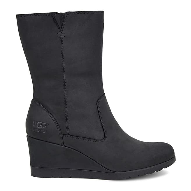 UGG Black Suede Joley Wedge Ankle Boot 