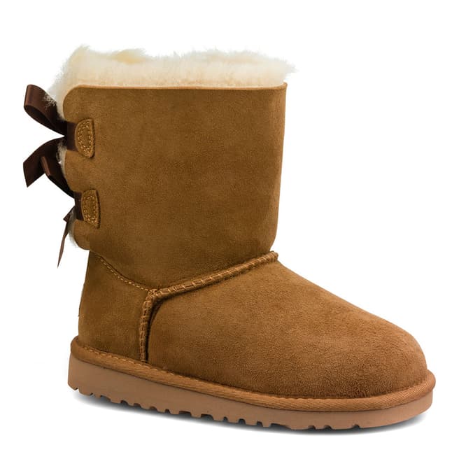 UGG Toddler's Chestnut Bailey Bow Suede Booties
