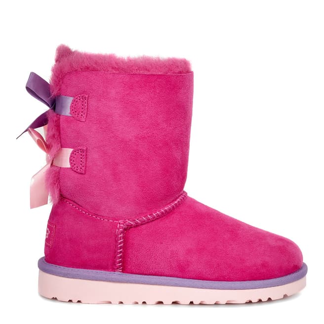 UGG Kid's Pink Bailey Bow Suede Boots